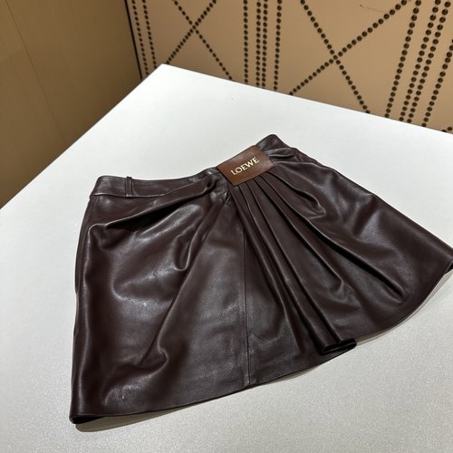 Loewe Luxurious Leather Skirt with Flattering Fit and Imported Lambskin