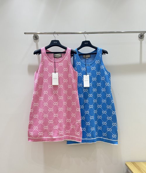 Gucci All-Over Monogram Jacquard Vest Dress, Elegant and Refined