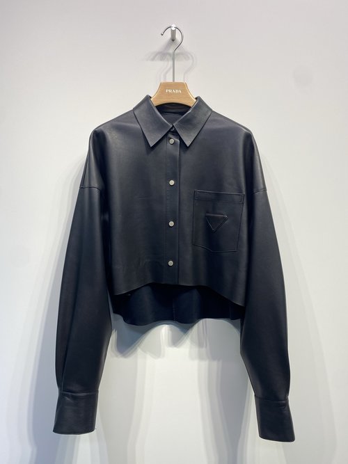 Prada Elegant Batwing Sleeve Sheepskin Coat with Handmade Finishing