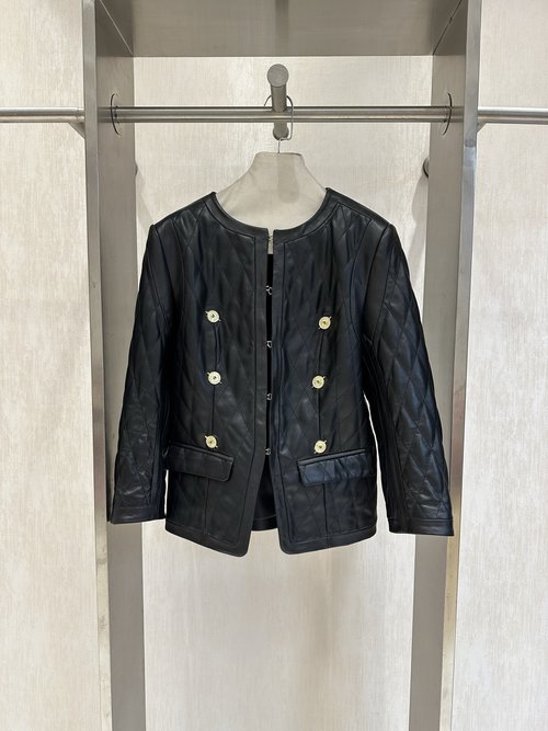 Balmain Classic Soft Lambskin Suit with Embroidered Collar and Metal Buttons