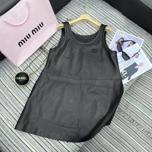 Miu Miu Mu Series Vest Doll Dress, Sheepskin with Patches