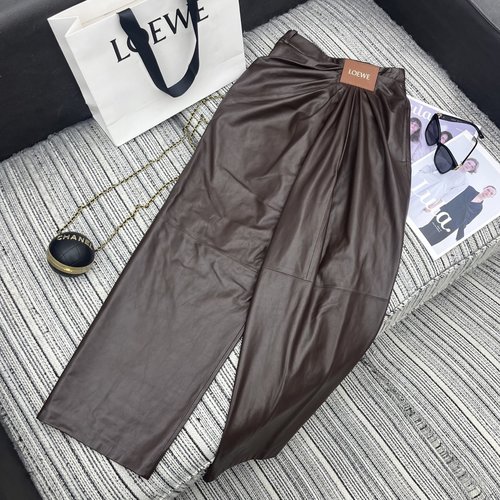 Loewe Recommended LOE Series Sheepskin Wide-Legged Trousers with Logo