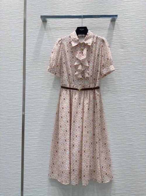 Celine Chic Printed Dress Crafted from Custom Technology Fabric