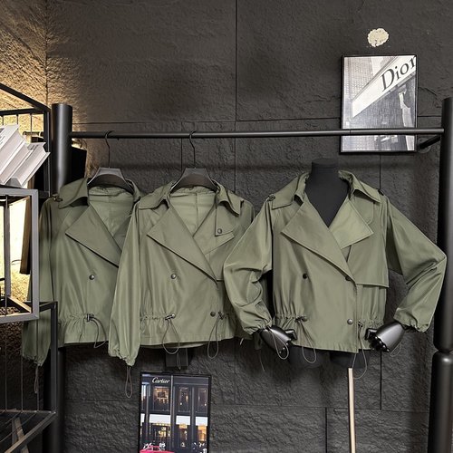 Versace Candy-Colored Short Trench Coat with Oversized Silhouette