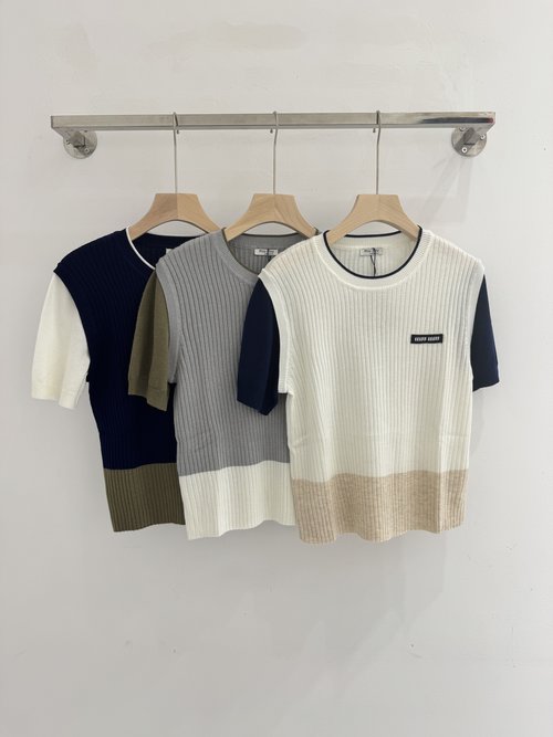 Miu Miu Miumiu Contrast Collar Knitted Top, Goat Cashmere