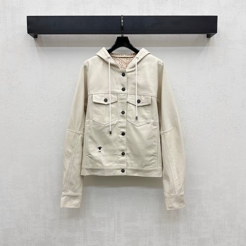 Dior Vintage-Inspired Hooded Print Denim Jacket with Logos for a Nostalgic Vibe