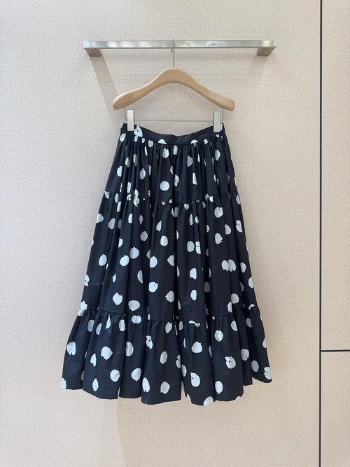 Dolce & Gabbana Classic Black and White Dress with Ruffled Hem and Polka Dots