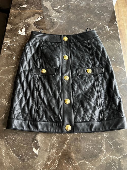 Chanel Imported Lambskin Classic Design Leather Skirt with Custom Hardware