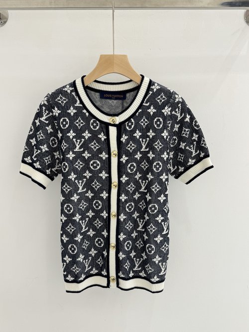 Louis Vuitton Retro Jacquard Short-Sleeve Knit, Breezy