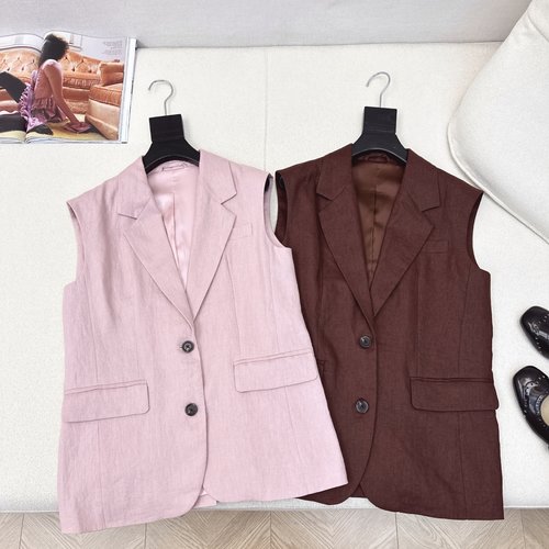 Loro Piana Single-breasted Linen Vest for Commute