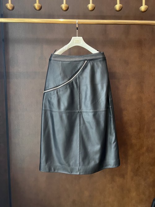 Chanel Classic Design Leather Skirt with Custom Hardware