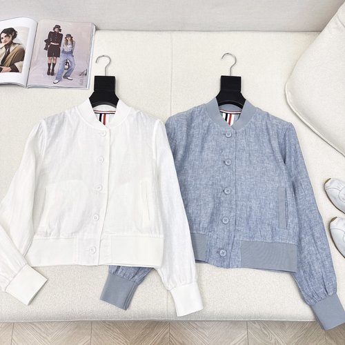 Thom Browne Chic Flight Jacket with Colorful Webbing