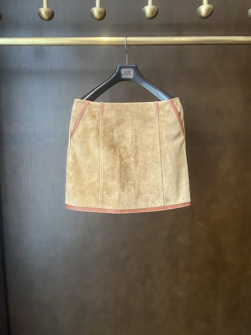 Miu Miu Fashionably Designed Vintage Suede Leather Skirt