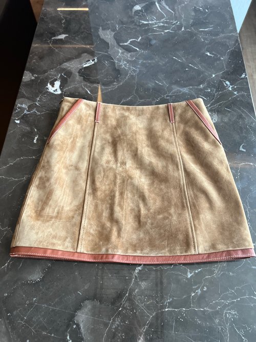 Miu Miu Fashionably Designed Vintage Suede Leather Skirt