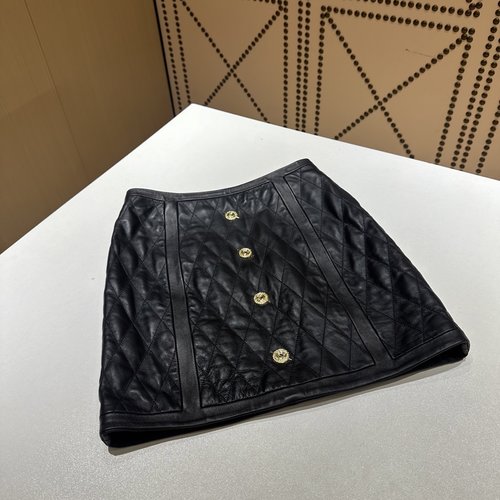 Balmain Top - notch Lambskin Dress Featuring 3D Embroidery and Gold Buckle Design