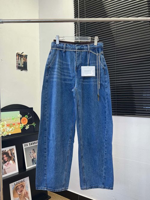 Alexander Wang Trendy Fake-two-piece Key Chain Machete-style Jeans, Full-body Fit