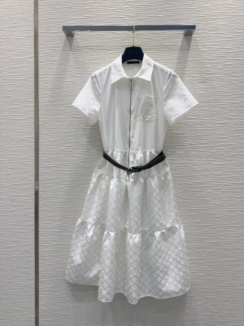 Louis Vuitton Custom Imported Jacquard Dress with Exquisite Details and Stylish Tailoring