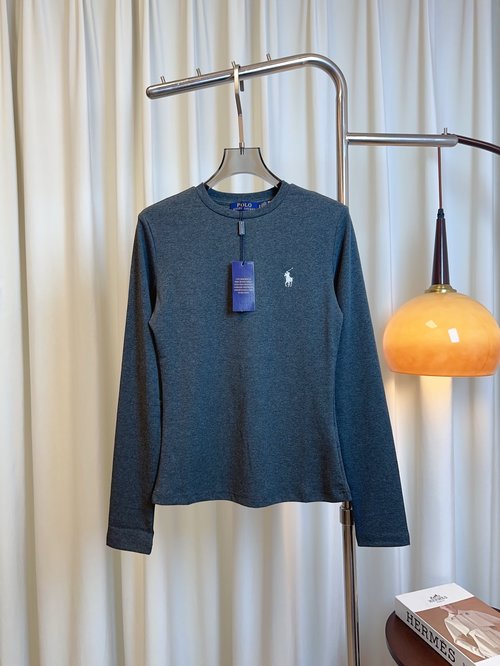 Polo Ralph Lauren Custom Cotton Long-Sleeved T-Shirt with Subtle Embroidered Insignia, Multicolored Options