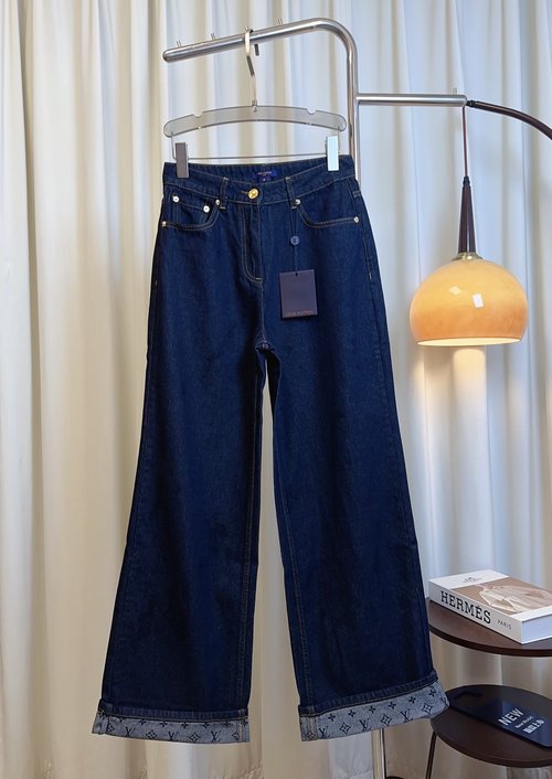 Loewe Two-Way Flap Wide-Leg Jeans with Inner Print Logo, Stylish and Adaptable