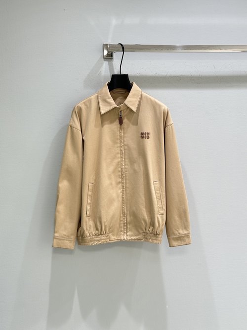 Miu Miu Lightweight Denim Jacket with Relaxed Fit and Leather Accents