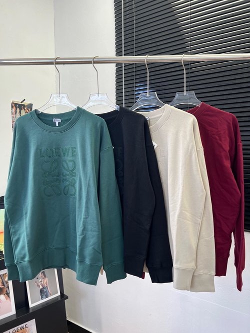 Loewe Four-color Embroidery Logo Long-sleeved Sweatshirt, Loose