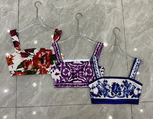 Dolce & Gabbana Celadon Glaze Cotton Printed Backless Suspender Bralette