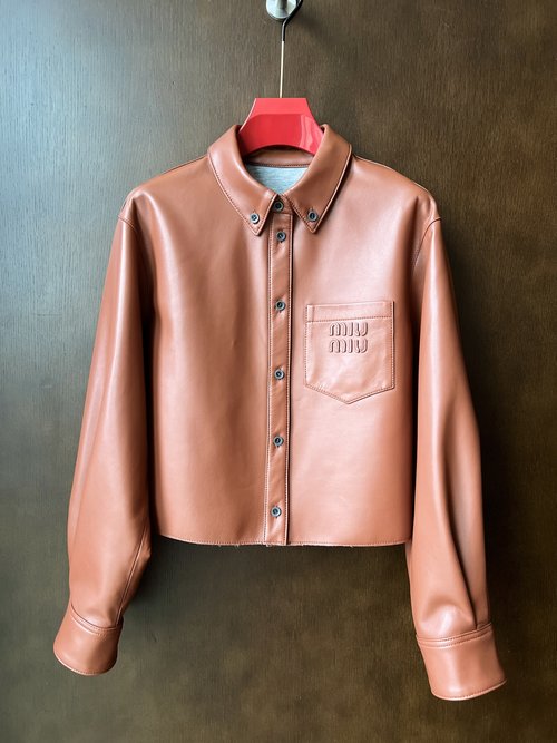 Miu Miu Miu - style Shirt Leather Jacket Made of Premium Imported Lambskin