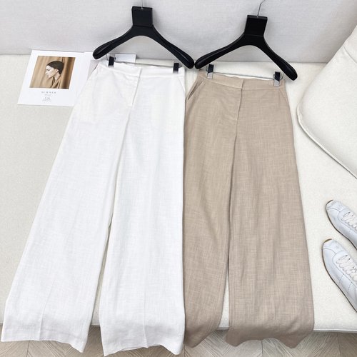 Max Mara High-Waisted Straight-Leg Linen Pants, Elegant and Versatile