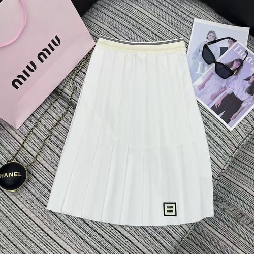Miu Miu Pleated Skirt with Alphabet Detail