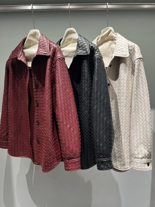 Bottega Veneta Hand-woven Loose Sheepskin Shirt with Slow Craftsmanship
