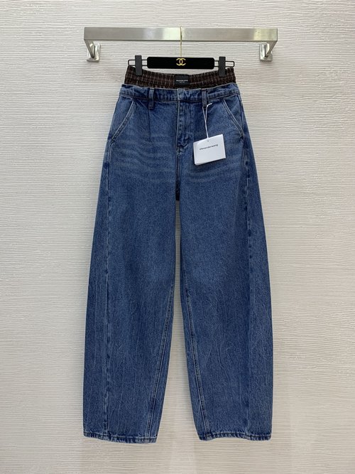 Alexander Wang Premium Custom Denim Jeans Featuring Logo & Key Waist Chain