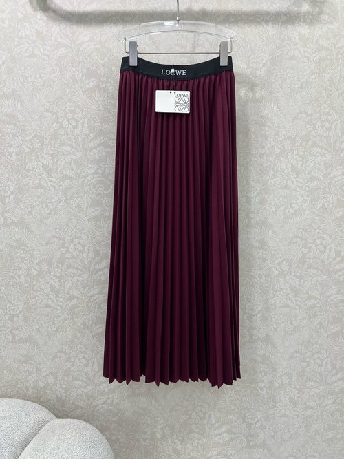 Loro Piana Classic Lettered Elasticated Waist Long Pleated Skirt