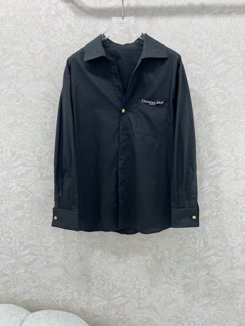 Dior Shirt with Big Collar and Embroidered Pocket for Daily Wear
