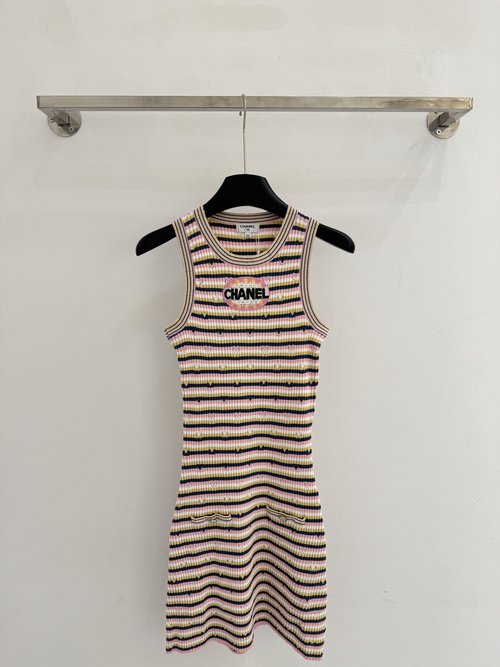Chanel Fresh Striped Gentle Romantic Tank Dress