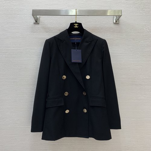 Louis Vuitton High-end Commuter Double-breasted Blazer with Flap Pockets