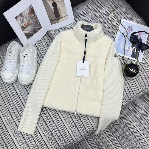 Moncler Customized Wool - Sleeved Down Jacket with Classic Sleeve Logo