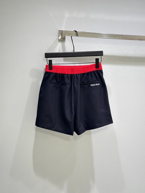 Miu Miu New Striped Shorts with Adjustable Drawstring Waist