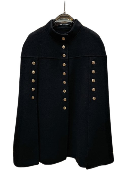 Louis Vuitton Black Cloak Coat with Dust Bag, High - Wool Content Blend