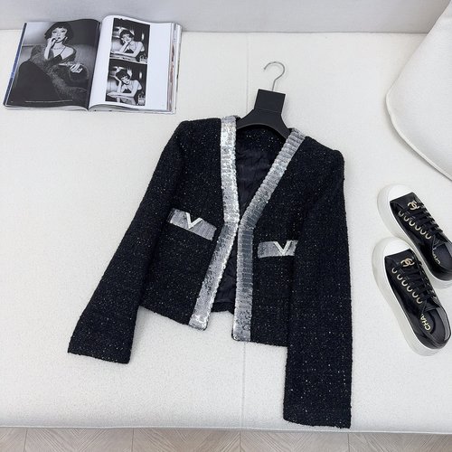 Valentino Exquisite Beaded Tweed Cropped Jacket