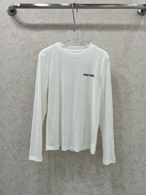 Miu Miu Solid Color Velvet Base Layer with Classic English Logo for Stylish Layering