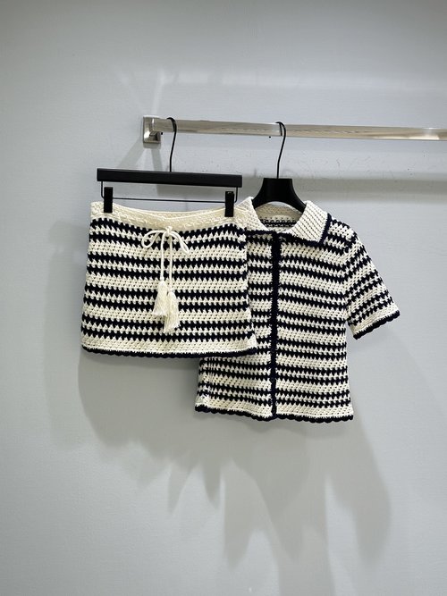 Miu Miu Knitted Set with Crochet Effect for a Casual Summer Look