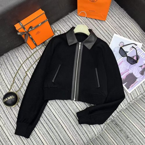 Hermes Recommended Early Autumn-Winter: Double-Sided Cashmere Jacket with Leather Collar