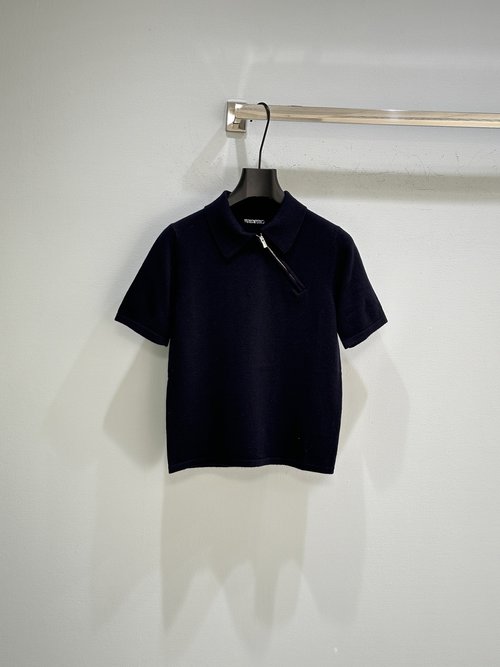Miu Miu New Arrival: Side-Zipped Cashmere Polo Shirt