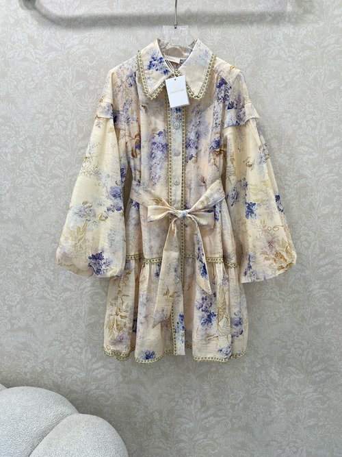 Zimmermann Heavy - Duty Spliced Lace Fairy - Style Dress with Details