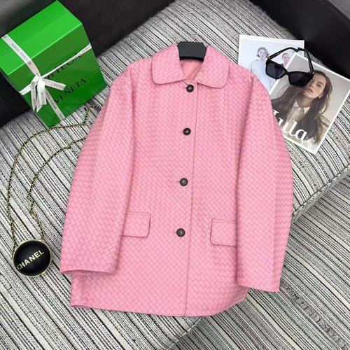 Bottega Veneta Recommended BV Series Knitted Collar Lambskin Coat Made of Imported 100% Lambskin