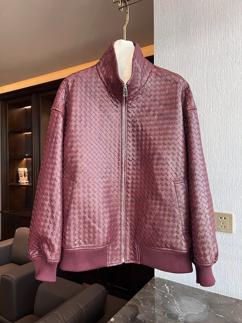 Bottega Veneta Elegant Imported Lambskin Knitted Jacket