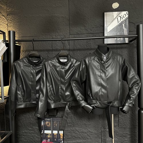 Loewe Vintage Modern Leather Jacket with Back Leather Logo, Two Classic Colors