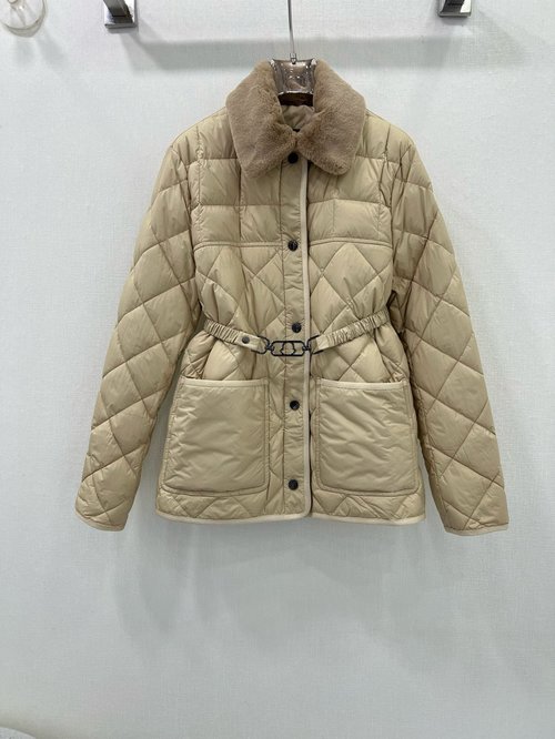 Moncler CYGNE Series Removable Belt & Fur Collar Down Jacket Filled with White Goose Down