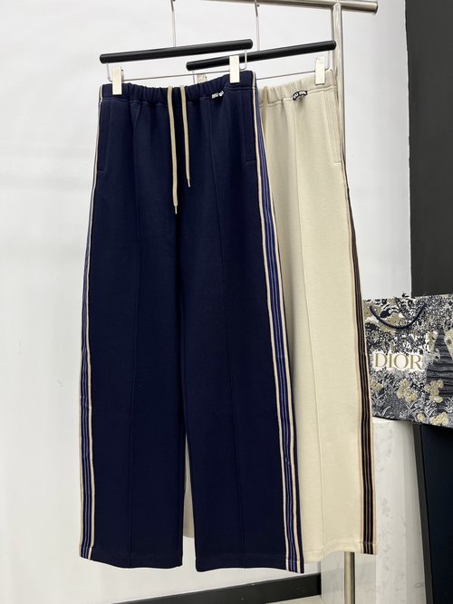 Miu Miu Color-blocked Webbing Spliced Drawstring Casual Pants with a Luxury Appearance