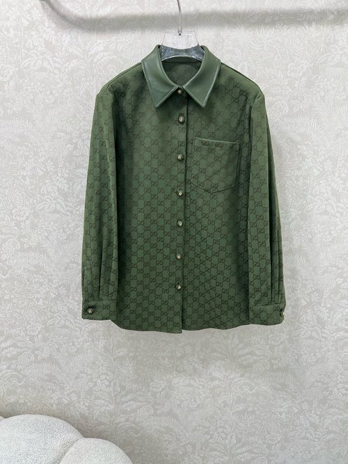 Gucci Double G Jacquard Shirt Jacket with Stylish Collar and Buttons